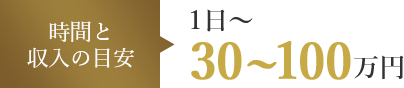 時間と収入の目安 1日～ 30～100万円