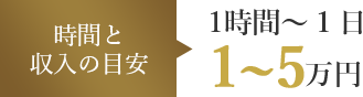 時間と収入の目安 1時間～１日1～5万円