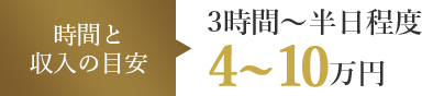 時間と収入の目安 3時間～半日程度4～10万円